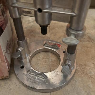 LOT 126: Orbit Brass Manifold Set Multi Hose Connector, Craftsman Precision Drill Guide, Brass Door Lock & a Drill Mount