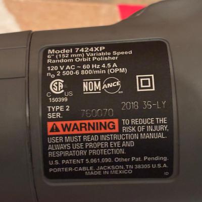 LOT 127: Porter & Cable 6" Variable Speed Random Orbit Polisher