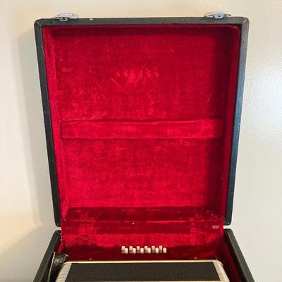 LOT 138: J. Meister Red Accordion with Carrying Case and Key