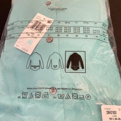 LOT 139: Van Heusen Green No Iron Lux Sateen Athletic Fit No Iron Dress Shirts