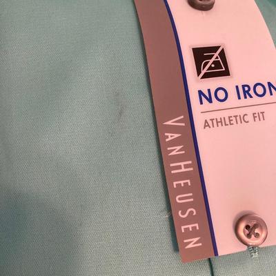LOT 139: Van Heusen Green No Iron Lux Sateen Athletic Fit No Iron Dress Shirts