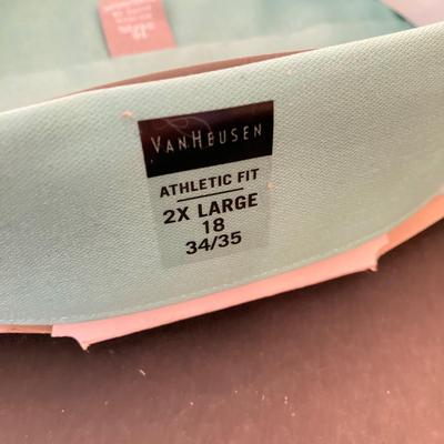LOT 139: Van Heusen Green No Iron Lux Sateen Athletic Fit No Iron Dress Shirts