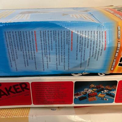LOT 142: Vintage Toys / Games in Original Boxes - Woodshop ToyMaker, Speedball and Estes T-Bolt Air Rocket