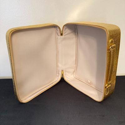 LOT 145: All That Glitters is Gold - Vintage High Top Velcro Light Up Sneakers / Shoes with Estee Lauder Gold Travel Case