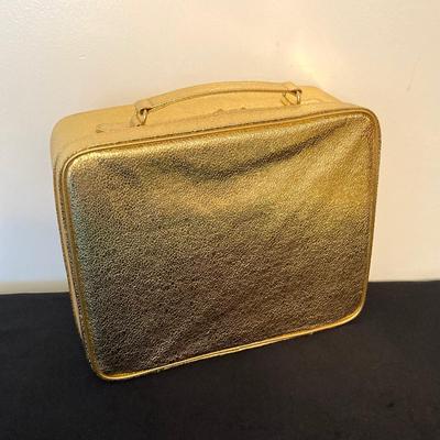 LOT 145: All That Glitters is Gold - Vintage High Top Velcro Light Up Sneakers / Shoes with Estee Lauder Gold Travel Case