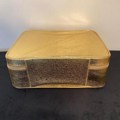 LOT 145: All That Glitters is Gold - Vintage High Top Velcro Light Up Sneakers / Shoes with Estee Lauder Gold Travel Case