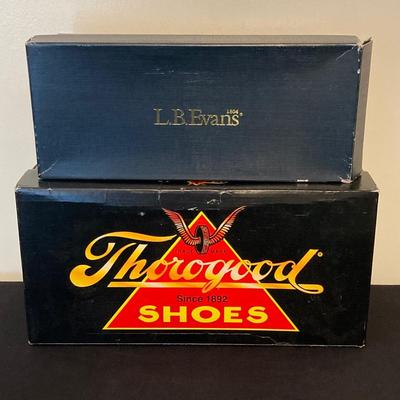 LOT 146: Lady Thorogood Classic Work Shoe Size 6 and L.B. Evans Men's 8346 Size 9.5 Leather Upper Shoe