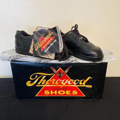 LOT 146: Lady Thorogood Classic Work Shoe Size 6 and L.B. Evans Men's 8346 Size 9.5 Leather Upper Shoe