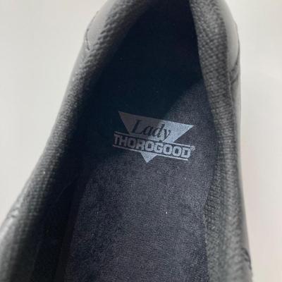 LOT 146: Lady Thorogood Classic Work Shoe Size 6 and L.B. Evans Men's 8346 Size 9.5 Leather Upper Shoe