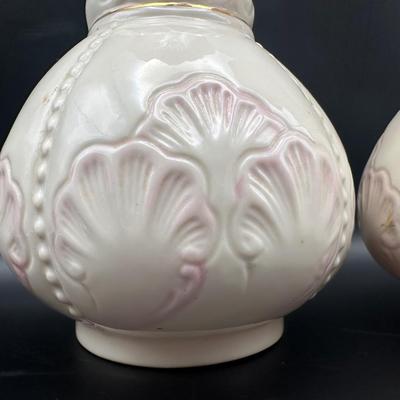 Pair of Belleek Ireland Porcelain Trumpet Vases