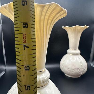 Pair of Belleek Ireland Porcelain Trumpet Vases