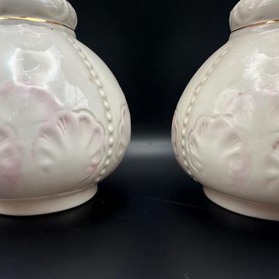 Pair of Belleek Ireland Porcelain Trumpet Vases