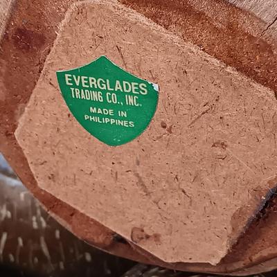 LOT 163: Tiki Collection - Coconut Shell Art, Coconut Cups & Monkey and Bamboo Container