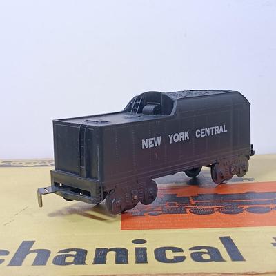 LOT 166: Vintage Marx Coal Tender and NYC Caboose with Other Metal O Gauge Train Cars, Metal Track & Train Magazines