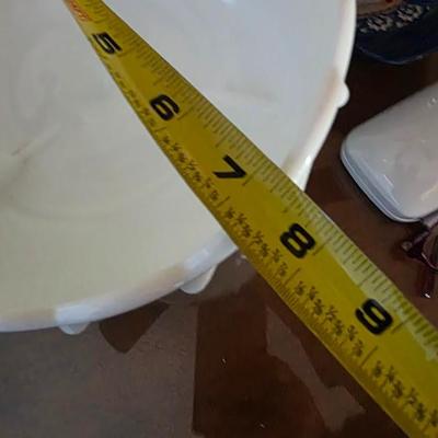 Indiana Glass Teardrop Milk Glass Pedestal Compote Bowl – Vintage Scalloped Centerpiece