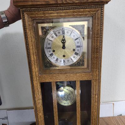 Sale Photo Thumbnail #50: Here is an outstanding holiday gift for yourself or someone you love!
This clock is in lovely condition, made in West Germany.
It has 4 chimes (the sound resonates beauty).  Complete with the winding key.  
28.5 inches x 13 inches
Wall mount
Whitt, St. Mi