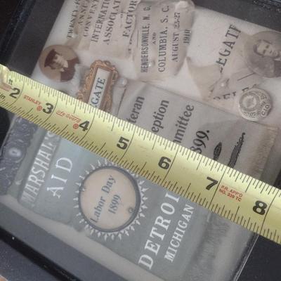 Antique Pins and Ribbons in Shadow Box