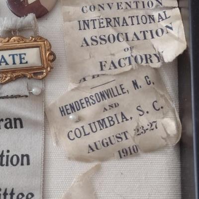 Antique Pins and Ribbons in Shadow Box