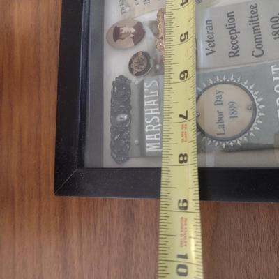 Antique Pins and Ribbons in Shadow Box