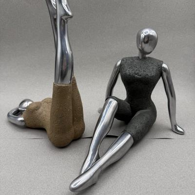 Sale Photo Thumbnail #73: Modernist mannequin like bookends
Stylized female mixed media mannequins
Mirrored chrome and stone finish
9 inches tall x 7 inches wide 
very good condition
Retail is up to $1300
local pickup only