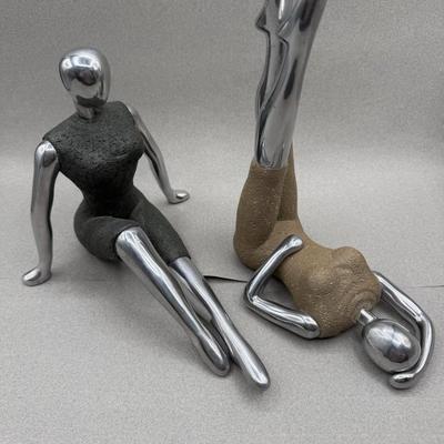 Sale Photo Thumbnail #69: Modernist mannequin like bookends
Stylized female mixed media mannequins
Mirrored chrome and stone finish
9 inches tall x 7 inches wide 
very good condition
Retail is up to $1300
local pickup only