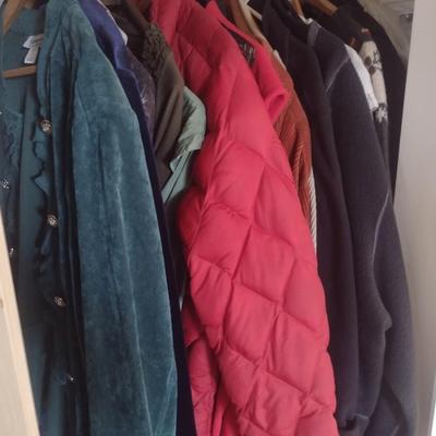 Closet Full of Woman's Clothing Jackets and Sweaters Coldwater Creek, L.L. Bean, Other Mostly 2 and 3X Choice A