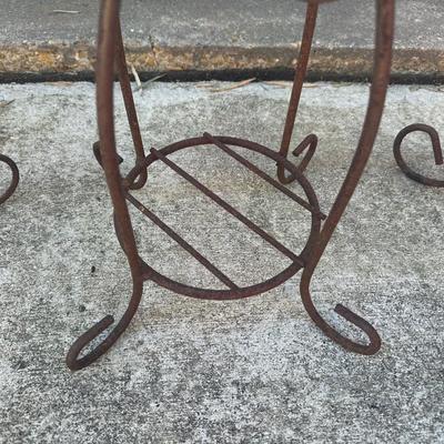 Three Wrought Iron Garden Plant Stands