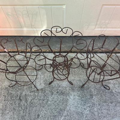 Three Wrought Iron Garden Plant Stands