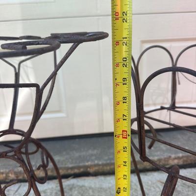 Three Wrought Iron Garden Plant Stands