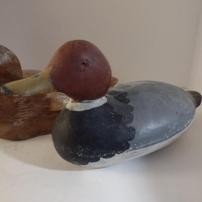 Set of Three Vintage Hand Carved Wood Decoy Ducks