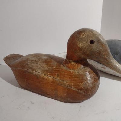 Set of Three Vintage Hand Carved Wood Decoy Ducks