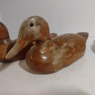 Set of Three Vintage Hand Carved Wood Decoy Ducks