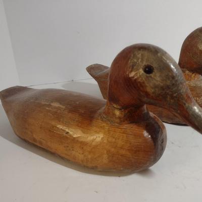 Set of Three Vintage Hand Carved Wood Decoy Ducks