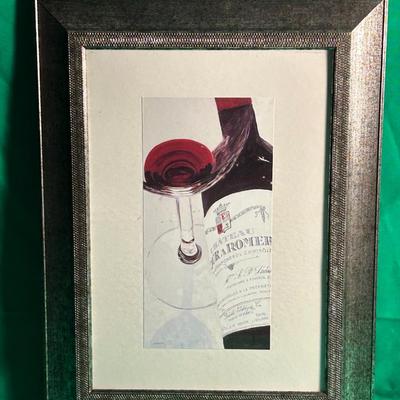 Framed Artwork Featuring Wine Bottle and Glass