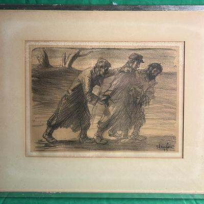 Framed Drawing Signed ‘Steinlen’ Dated 1915