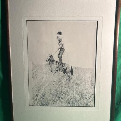 Framed Black-and-White Cowboy Print