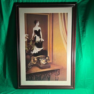 Framed Art Print Featuring Elegant Woman and Flowers