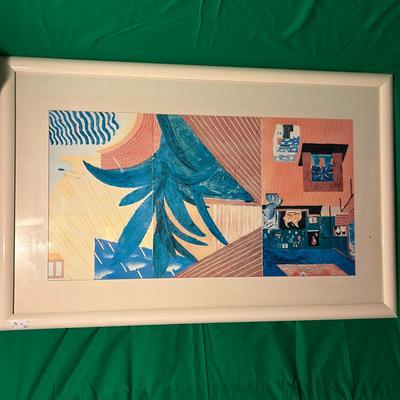 Framed Abstract Multicolor Art Print in White Frame