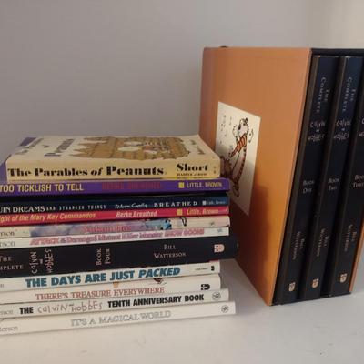 Collection of Cartoon and Satire Books Includes Calvin & Hobbes, Bloom County, Peanuts