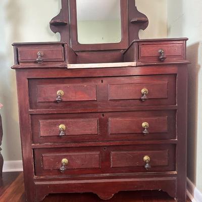 Victorian-Style Dresser with Mirror and Marble