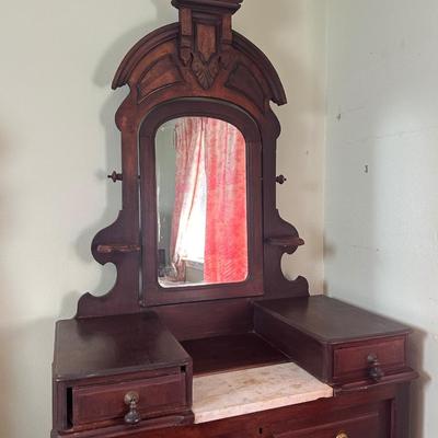 Victorian-Style Dresser with Mirror and Marble