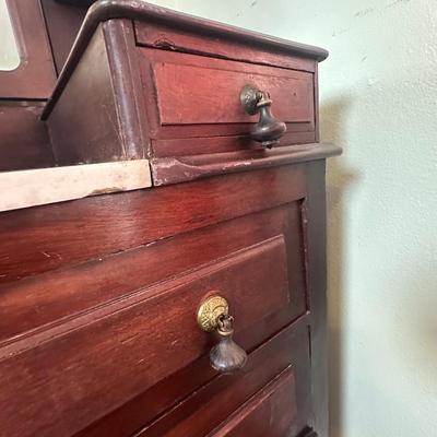 Victorian-Style Dresser with Mirror and Marble