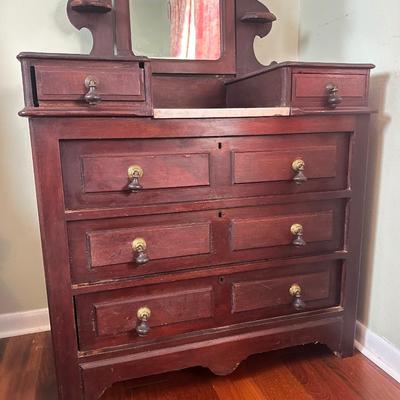 Victorian-Style Dresser with Mirror and Marble