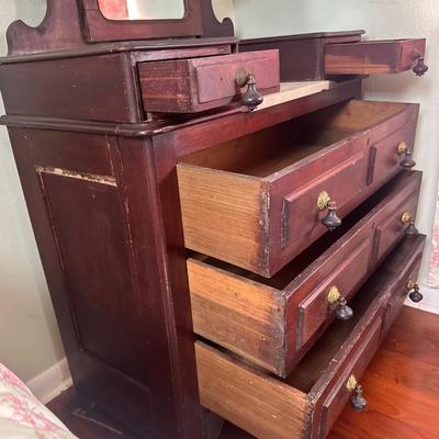 Victorian-Style Dresser with Mirror and Marble