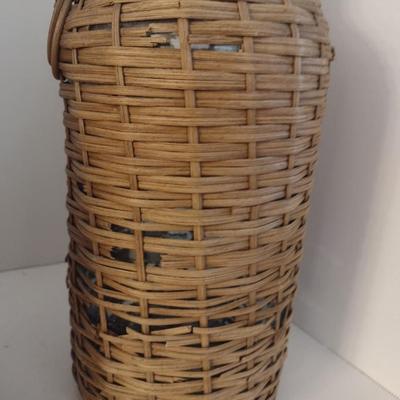 Set of Three Vintage Wicker Encased Wine Bottles