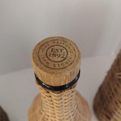 Set of Three Vintage Wicker Encased Wine Bottles