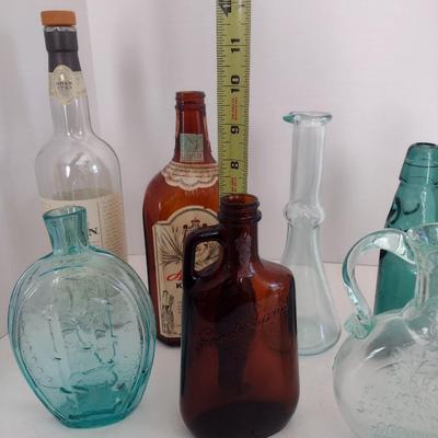 Assortment of Vintage Color Glass Collectible Bottles
