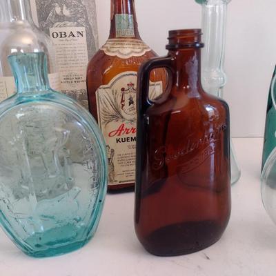 Assortment of Vintage Color Glass Collectible Bottles