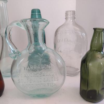 Assortment of Vintage Color Glass Collectible Bottles