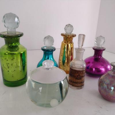 Color Glass and Pottery Perfume Bottles